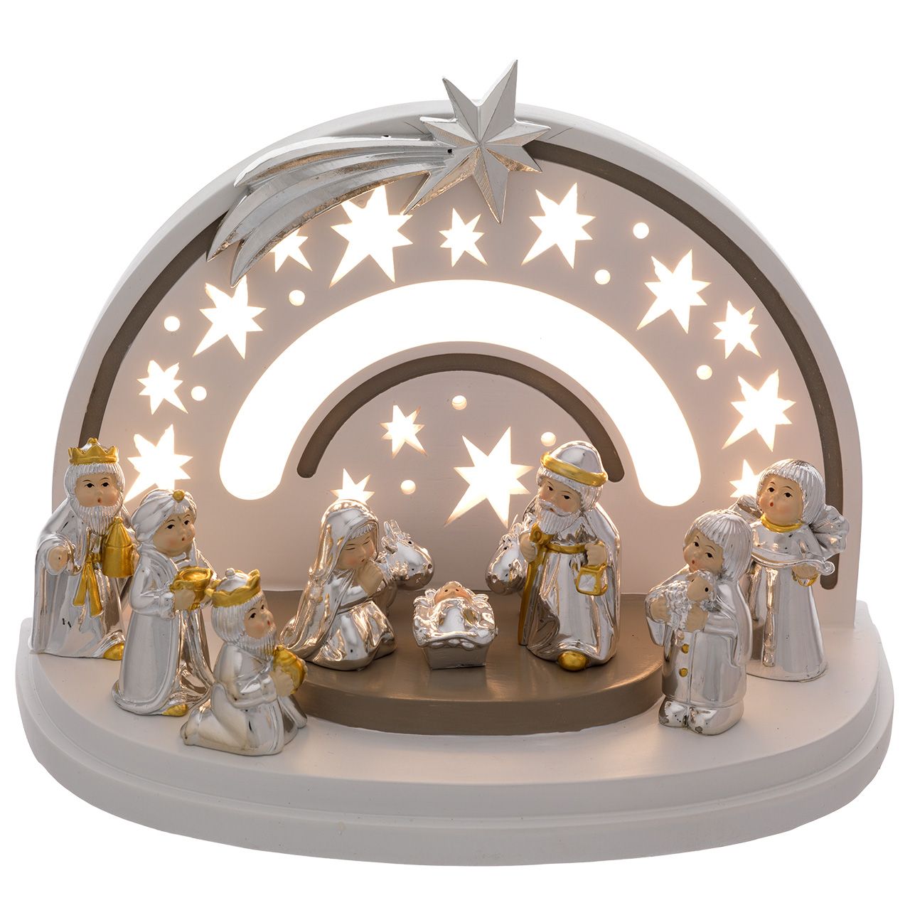 CAPANNA 14*24*16 CON PARETE LED + PRESEPE PROVENZALE 10 PZI